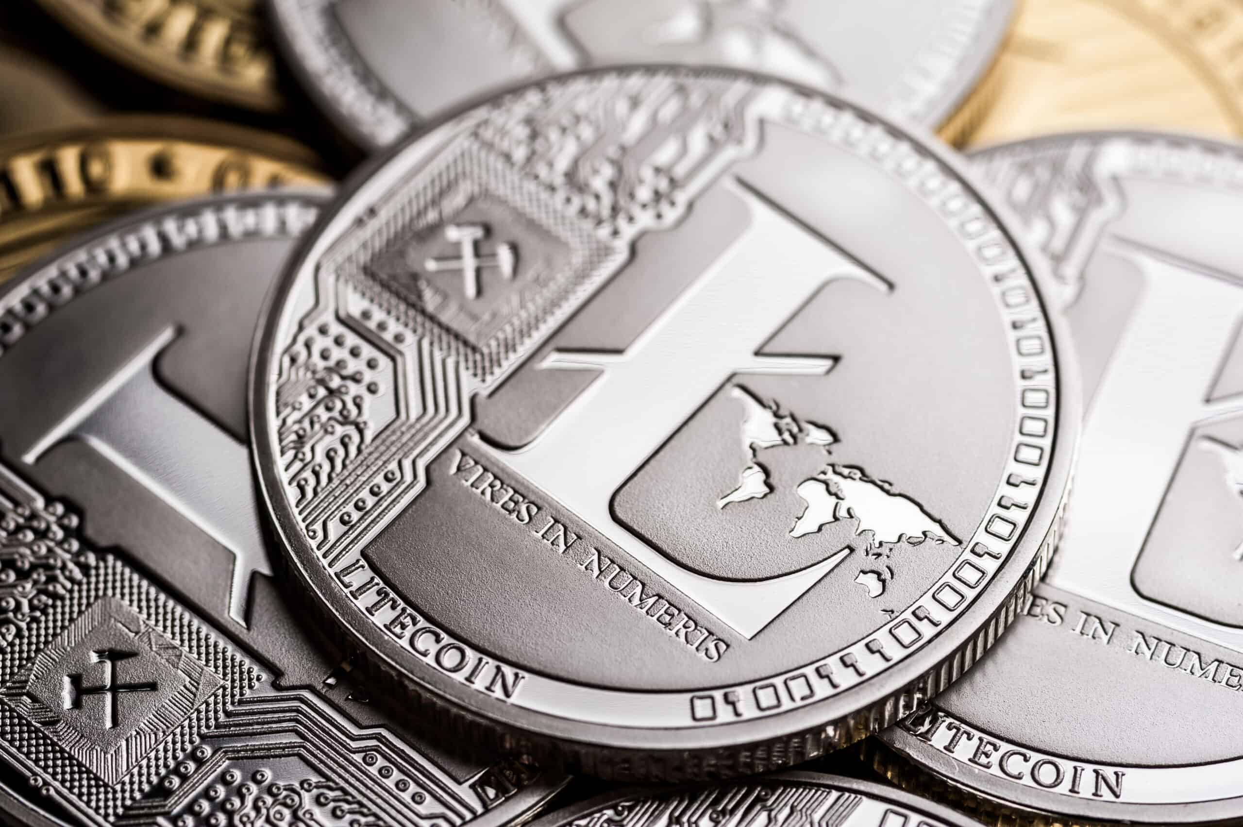 Litecoin Coins mit Logo