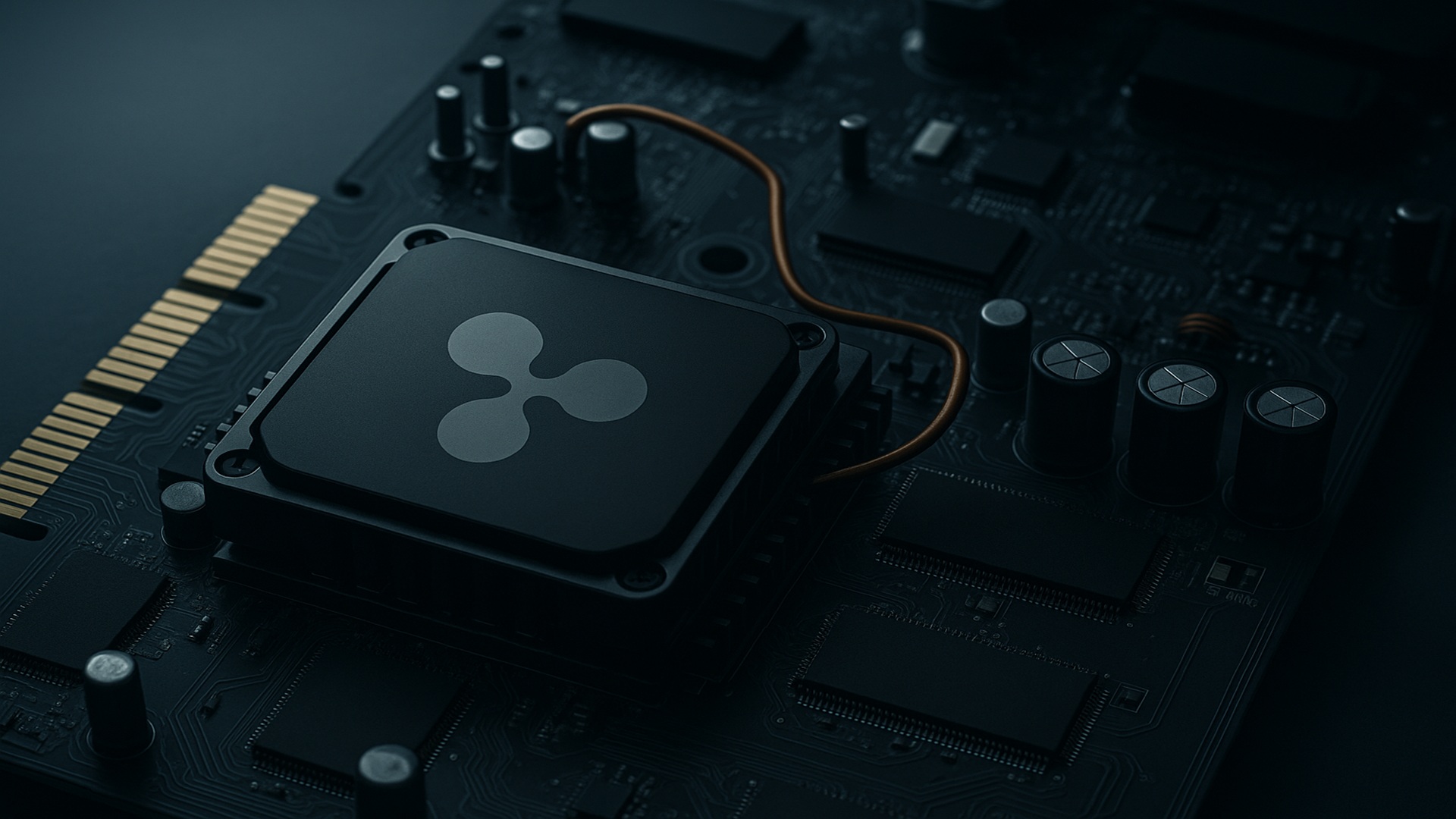 Das Bild zeigt ein Ripple-Logo auf einem ausgeschaltetem Board, um zu signalisieren, dass es kein Ripple Mining gibt