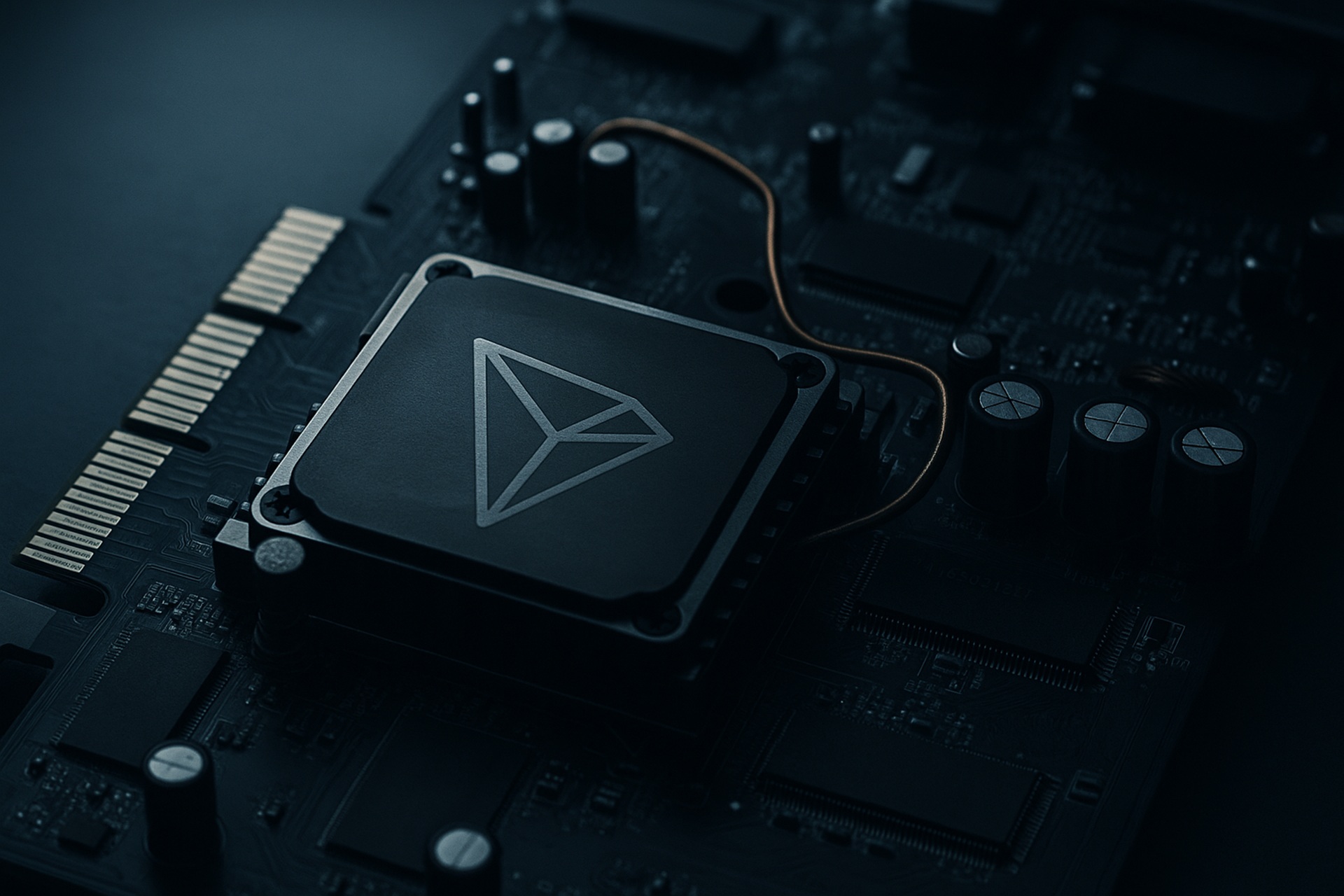 Das Bild zeigt eine PLatine mit TRX-Logo als Symbol dafür, das Tron Mining nicht funktioniert.