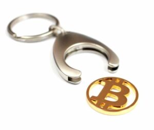 Bitcoin Schlüsselanhänger (Einkaufswagen Chip)
