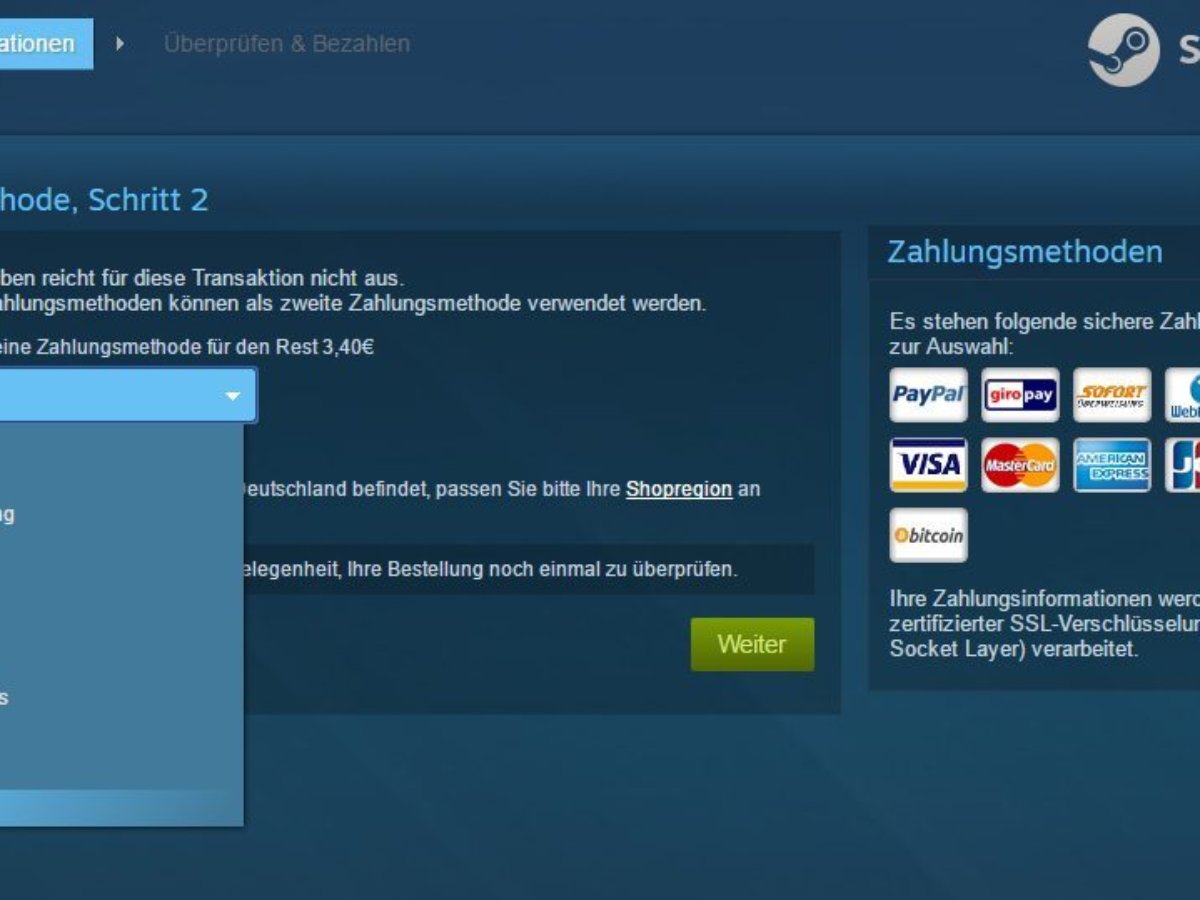 Tutorial: Spiele auf Steam mit Bitcoin bezahlen