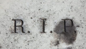 RIP. Rest in peace. Traditional inscription on the grave.