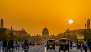 Sunset nearby the Presidential Residence, Rashtrapati Bhavan, New Delhi, India.