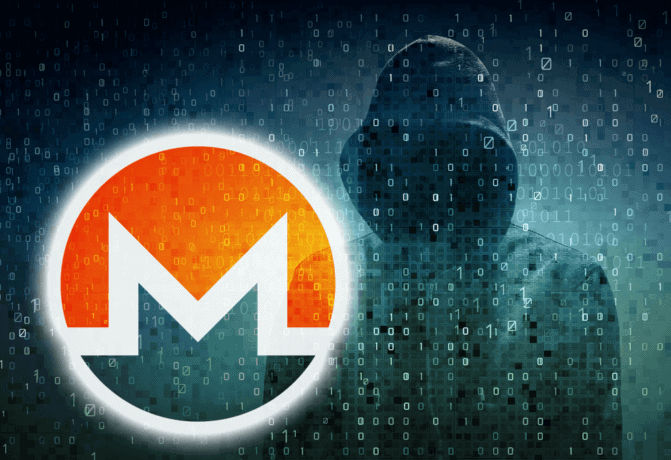 Monero Symbol und mysteriöse Gestalt