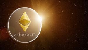 Ethereum-Münze im Weltall