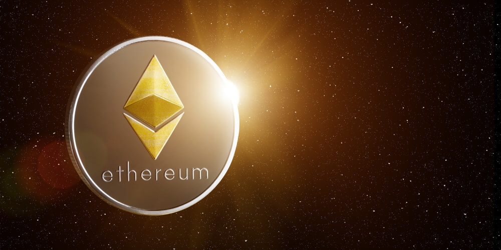 Ethereum-Münze im Weltall