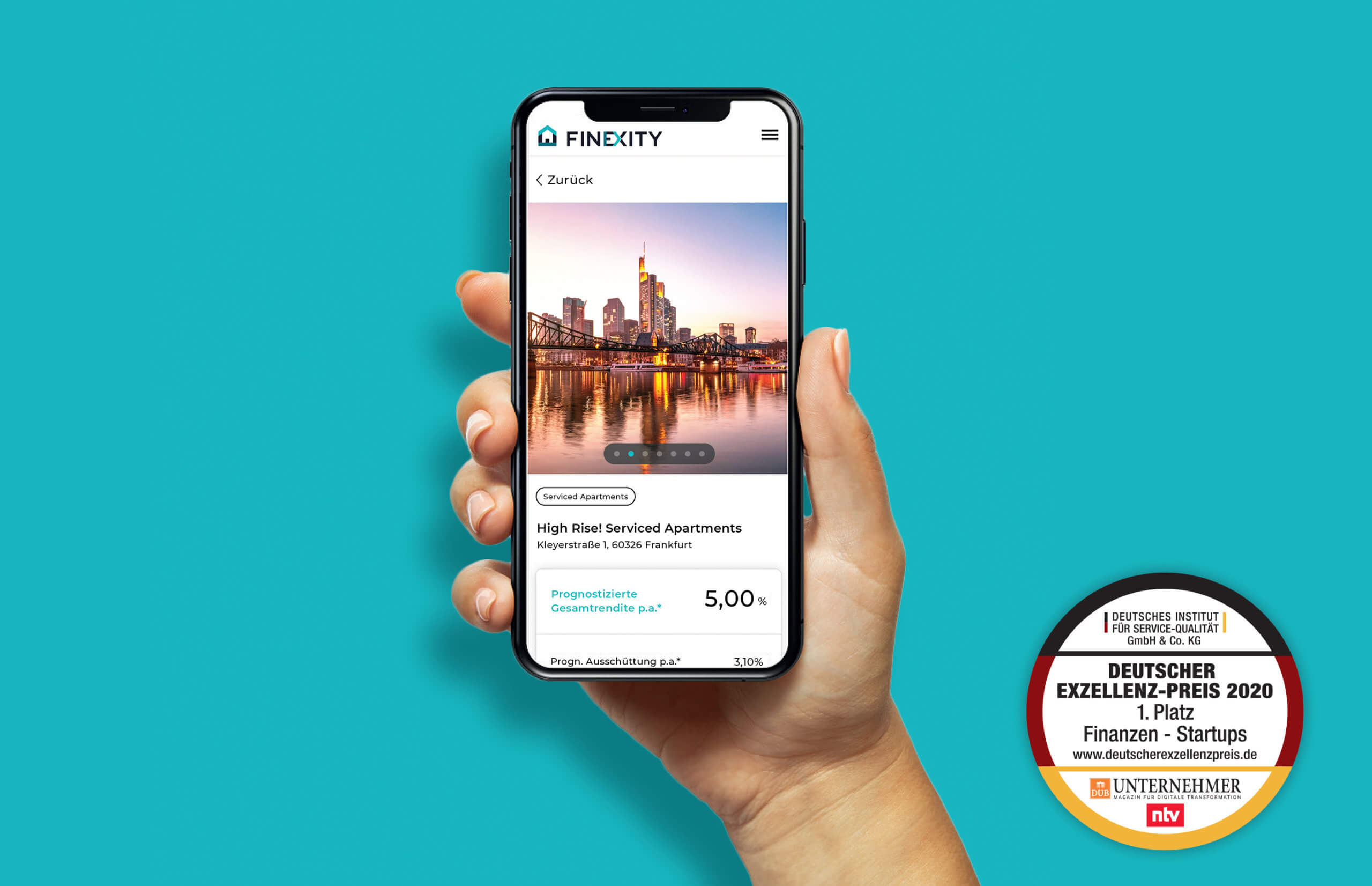 Smartphone mit Finexity App