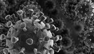 coronavirus symbol in grau
