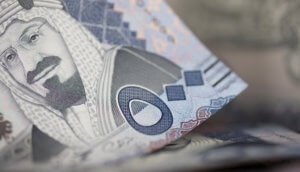 Nahaufnahme einer 500-Riyal-Banknote
