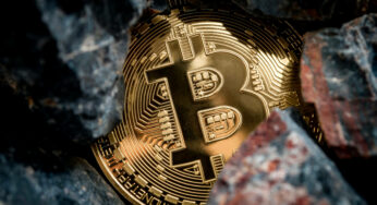 bitcoin-münze unter Steinen