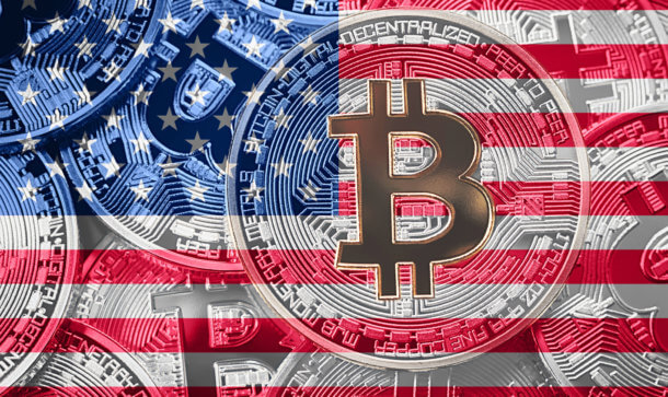 Bitcoin-Regulierung (BTC): USA ist auf Suche nach Hilfe bitcoin symbol auf usa-flagge