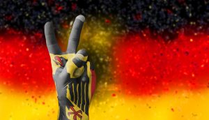 Deutschland Fahne mit Victoryzeichen