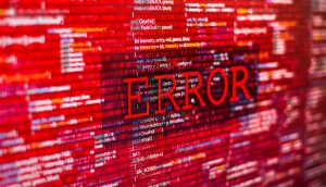 Fehler in der Programmcode-Auflistung, roter Absturz auf dem Software-Entwicklerbildschirm