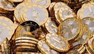 Ethereum - Virtual Money - Kryptowährung - 3D-Rendering