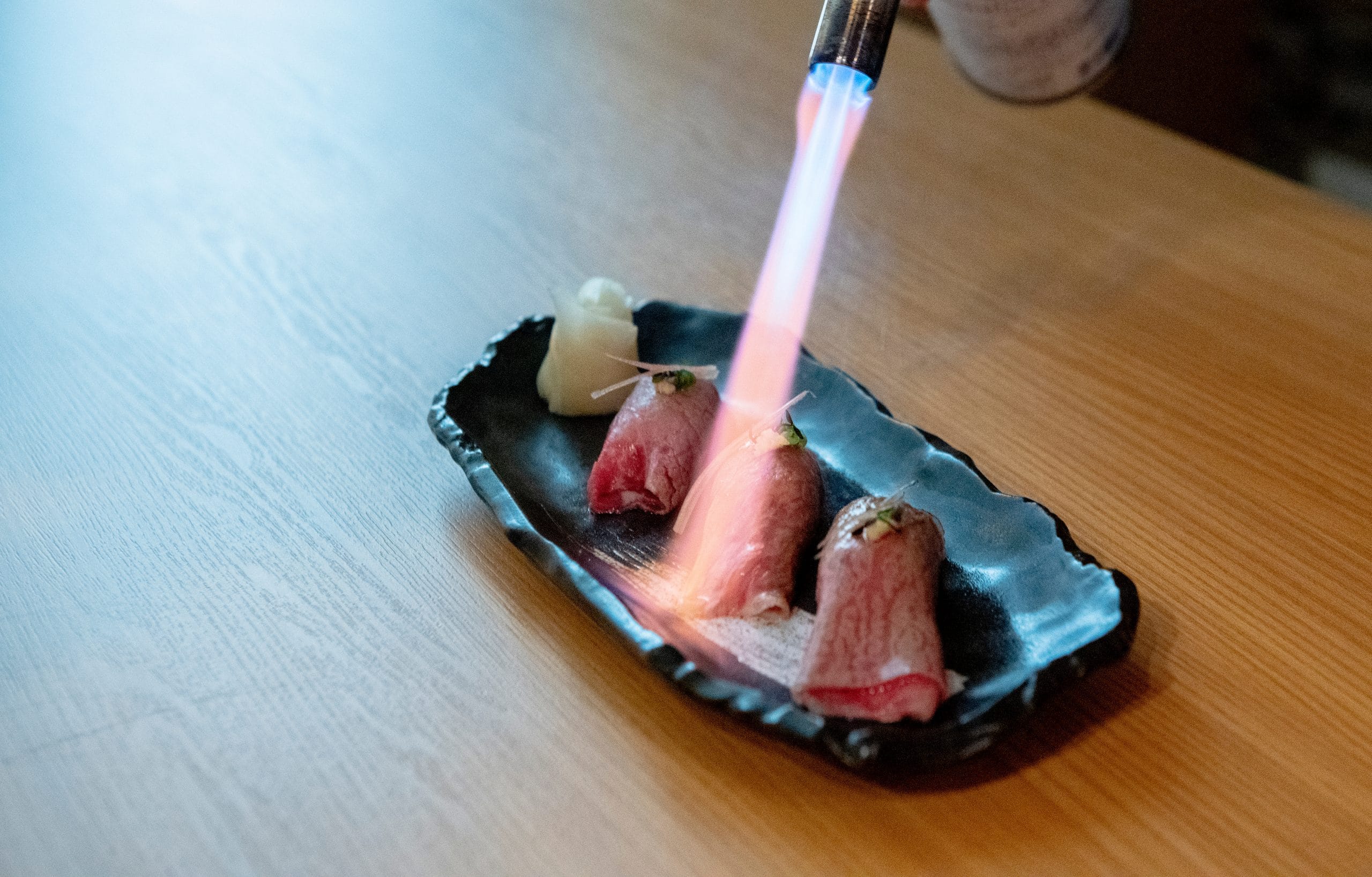 Burn Sushi by gas