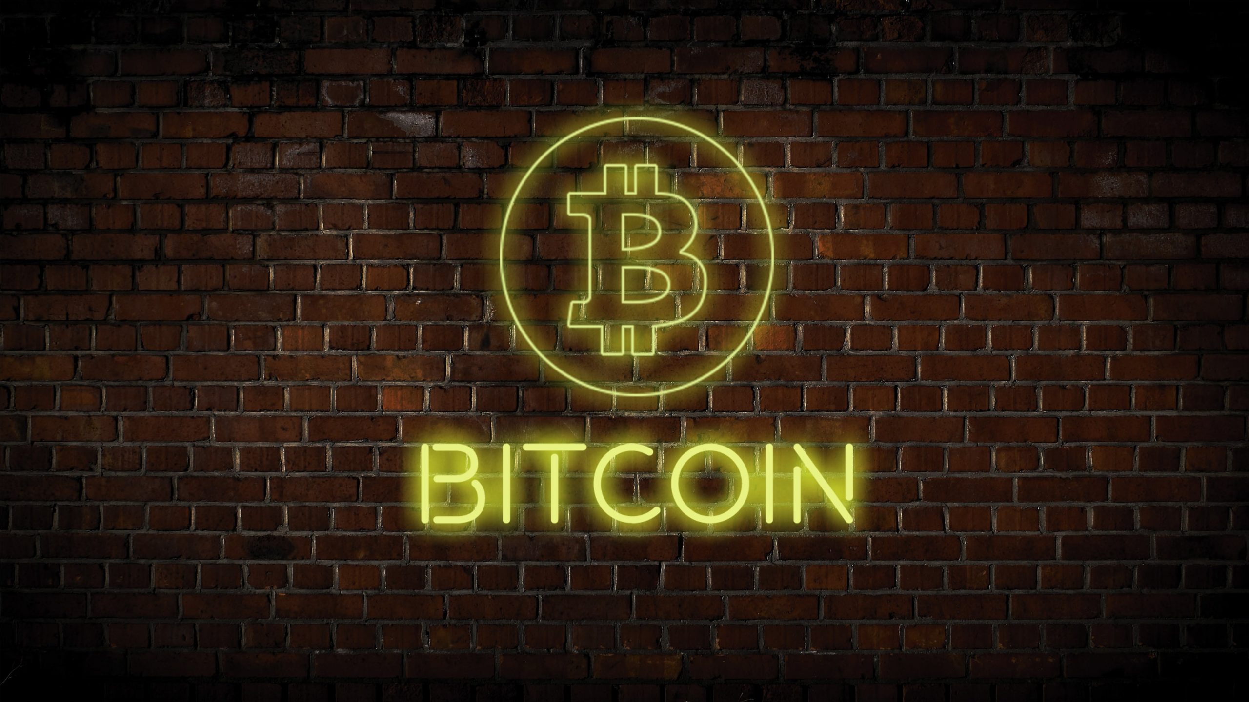 Gelbes Bitcoin-Wandlicht