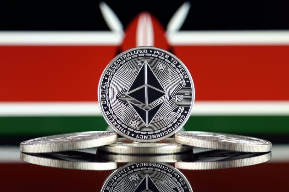 Etherisc und ACRE Afrika rufen Blockchain-Ernteversicherung ins Leben Ethreum Münzen vor der Flagge von Kenia