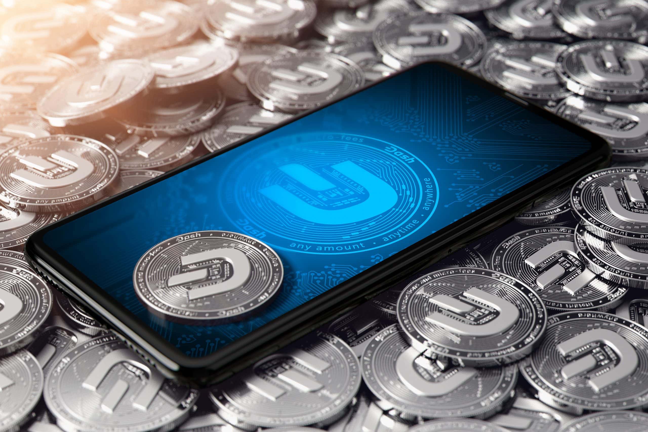 Smartphone mit Dash Coins