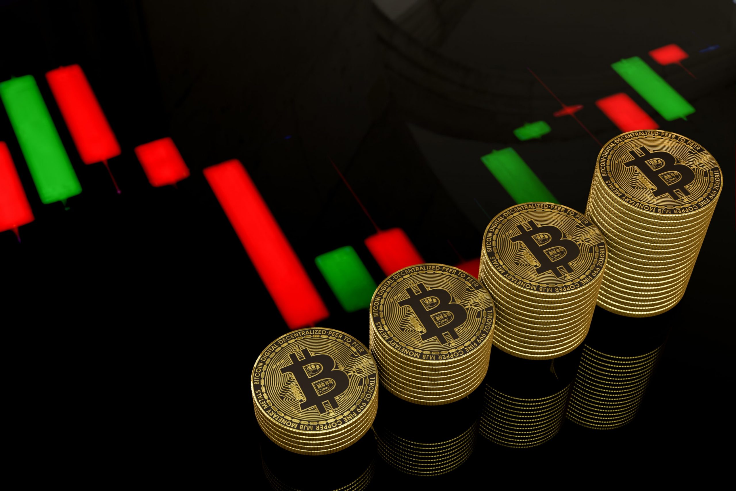Bitcoin Rallye: Wie man mit Trading Bots Investitionen verdreifachen kann Bitcoin-Münzen auf einem Chart liegend