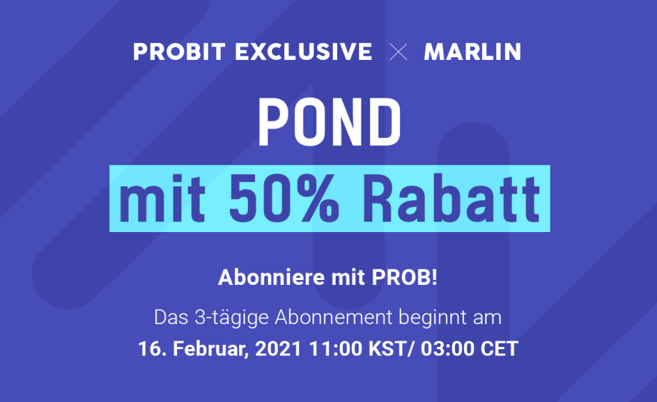 Rabattaktion: Marlin (POND) debütiert am 16. Februar auf ProBit Exklusive