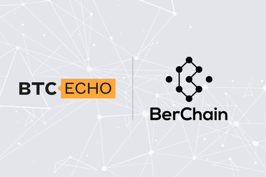 In eigener Sache: BerChain und BTC-ECHO kündigen Partnerschaft an BTC-ECHO Logo und BerChain Logo auf grauem Hintergrund