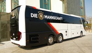 Der Teambus der deutschen Fußballnationalmannschaft.