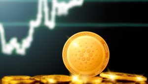 Cardano-Münze vor Chart-Hintergrund