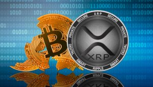 Ripple Münze vor Bitcoin Münze