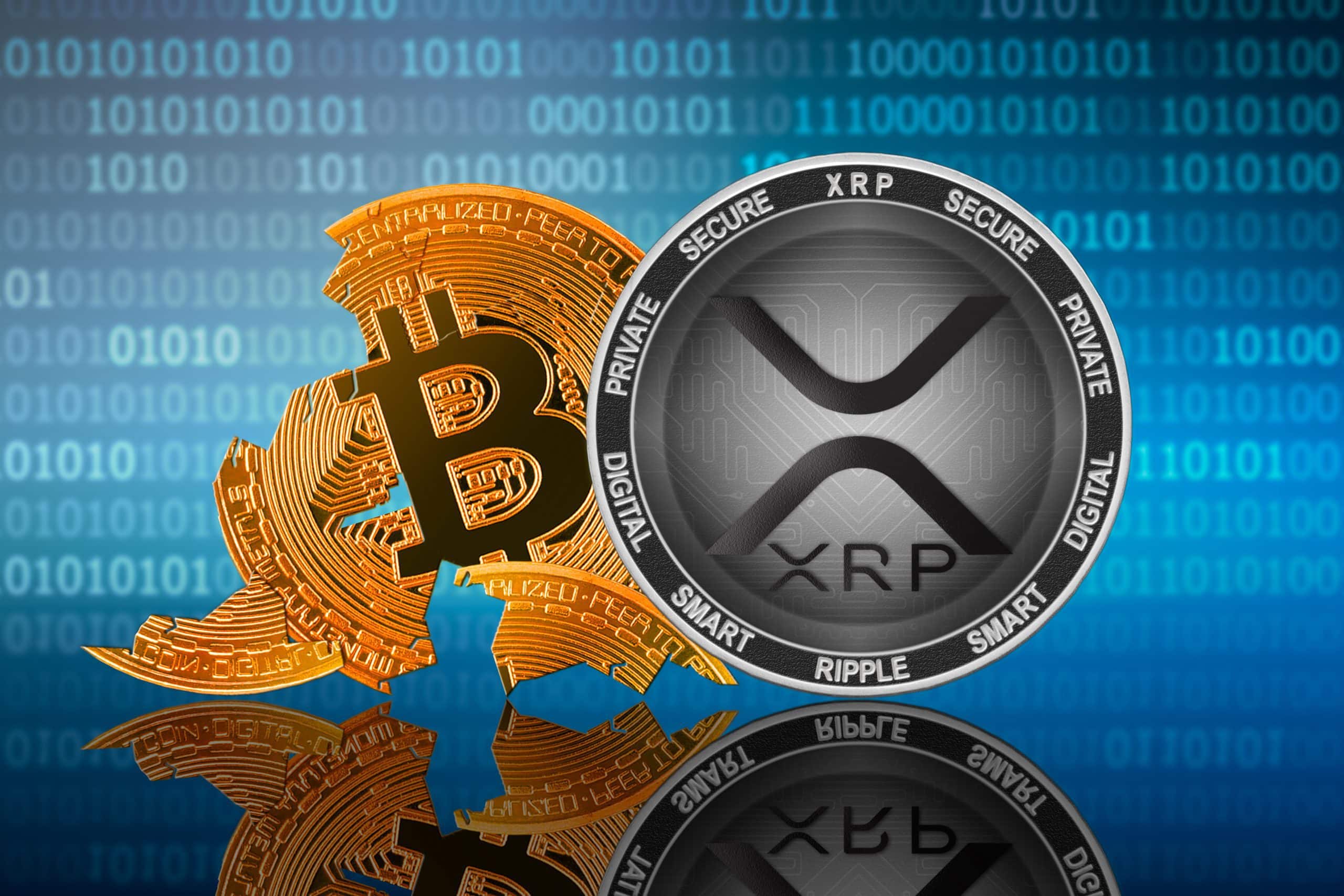 Ripple Münze vor Bitcoin Münze