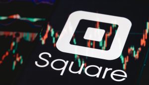 Das Logo von Square auf einem Kurschart.
