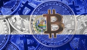 Bitcoin auf El Salvador Flagge