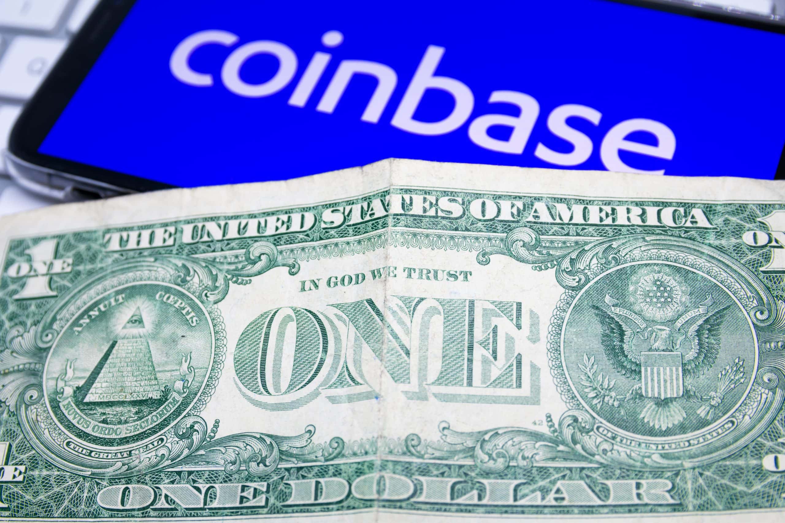 Coinbase und ein Dollar Schein