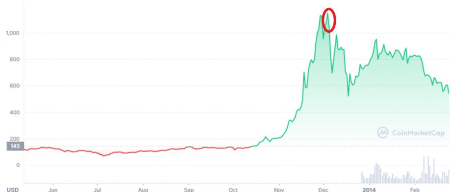 Bitcoin-Kurs im Jahr 2013