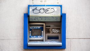 Banken ATM zerstört