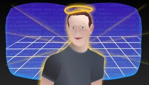 Facebook CEO Marc Zuckerberg als Engel im Metaverse