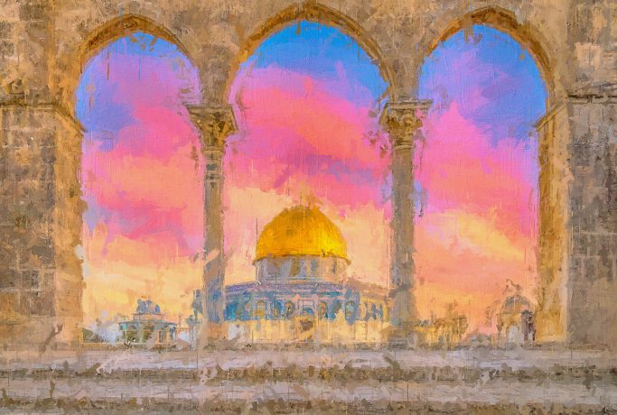 Gemälde der Al-Aqsa Moschee in Jerusalem