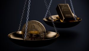 Bitcoin wiegt auf der Waage schwerer als Gold.