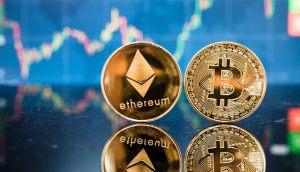 Bitcoin und Ethereum Münze