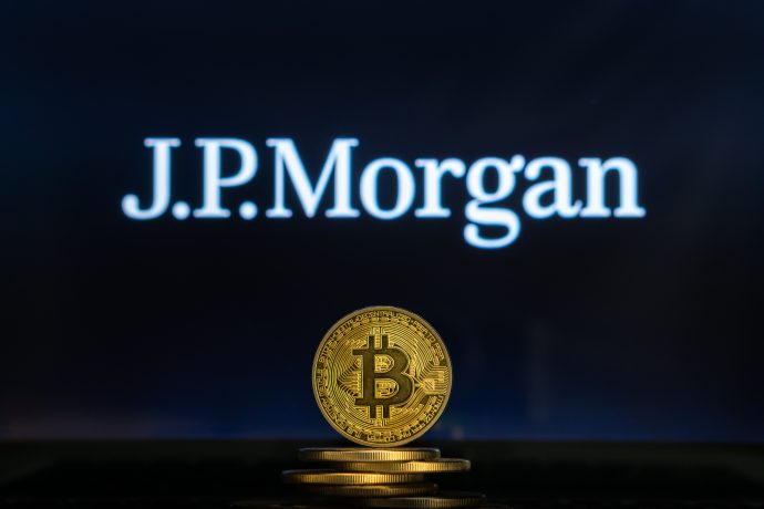 JPMorgan Logo Bitcoin Münze