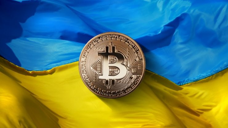 Ukraine Flagge Bitcoin Münze