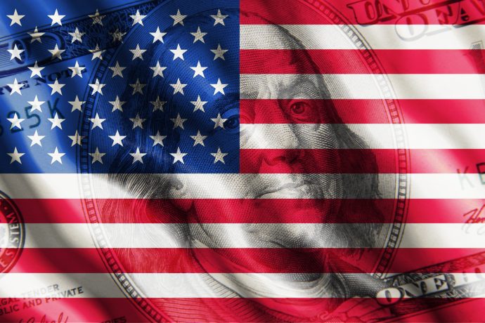 US-Dollar und die US-Flagge