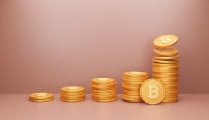 Bitcoin Münzen gestapelt