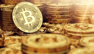 Stapel Bitcoin Münzen