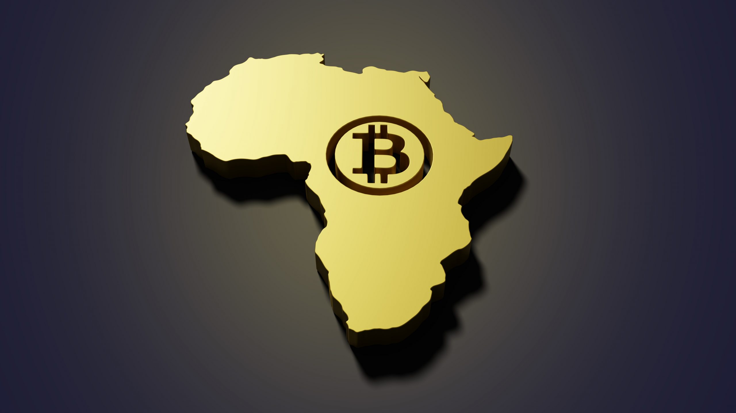 Bitcoin-Zeichen auf Afrika-Karte