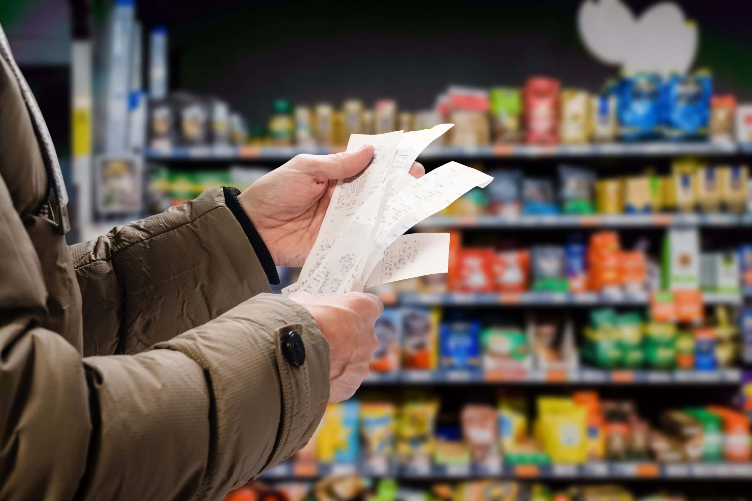 Kassenzettel im Supermarkt