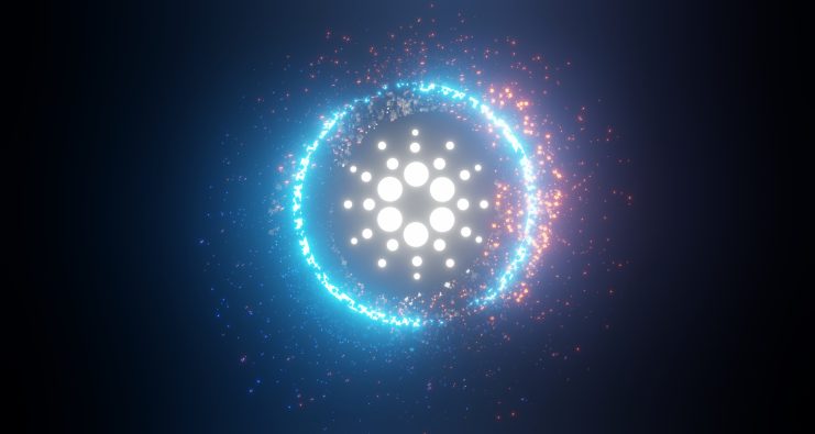 Cardano (ADA) Token vor schwarzem Hintergrund