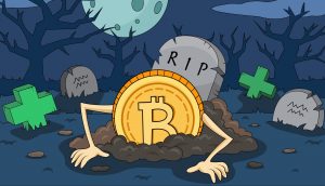 Bitcoin-Zeichen auf dem Friedhof