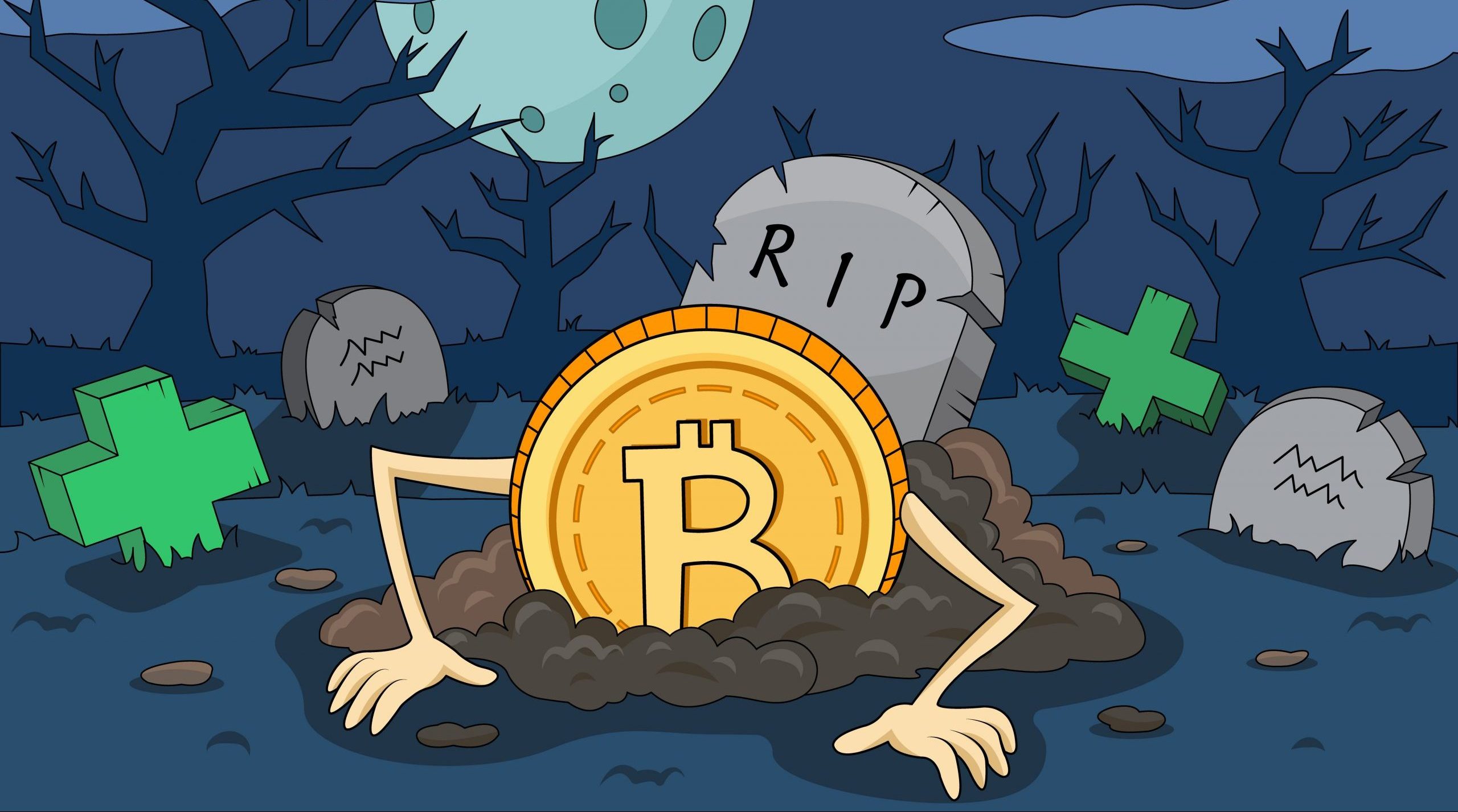 Bitcoin-Zeichen auf dem Friedhof