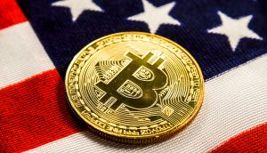 Bitcoin auf US-Flagge