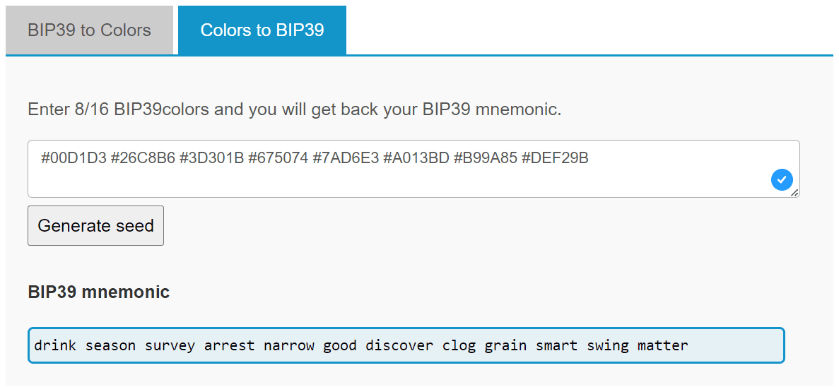 BIP39Colors - Maximum security for the seed phrase?